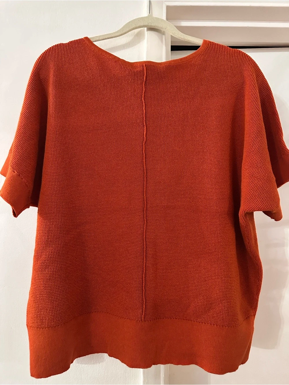 Michael Kors Short-Sleeve Knit Top in Rust Orange